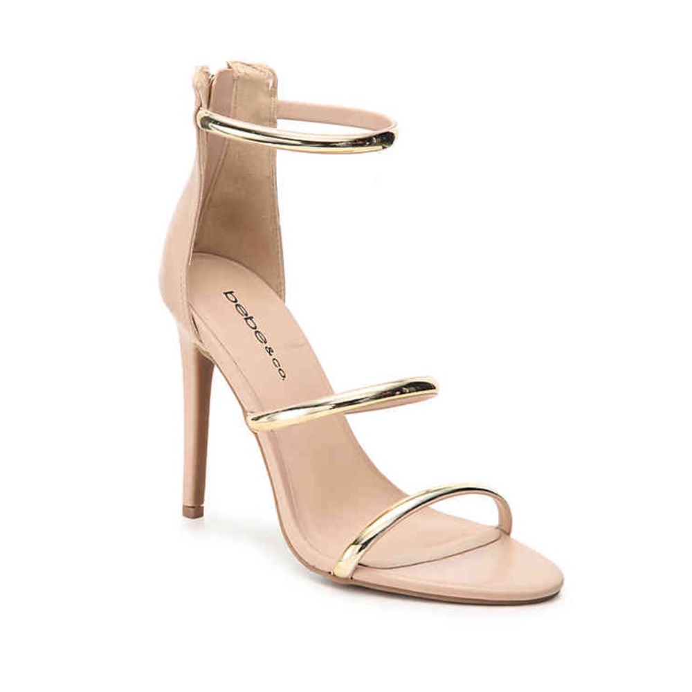 Bebe Berdine Strappy Stiletto Sandal - Nude/Gold